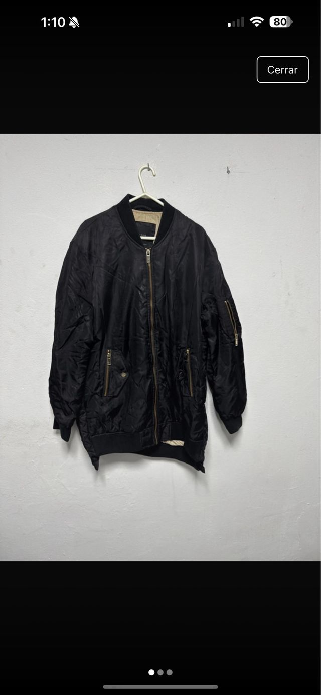 Chaqueta Zara Negra Bomber Larga