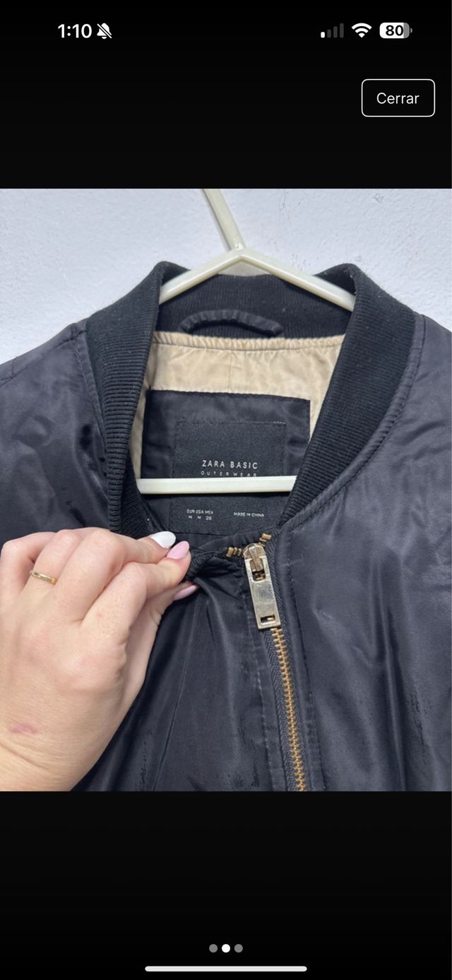 Chaqueta Zara Negra Bomber Larga