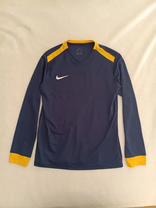 Camiseta Nike Dri-Fit Manga Larga Azul/Amarillo
