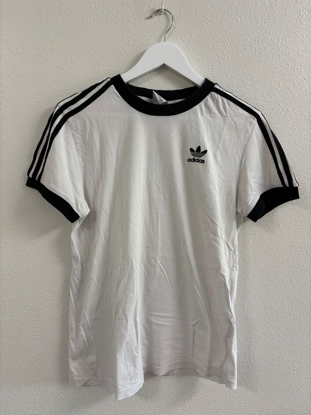 Camiseta Adidas Blanca Rayas Negras