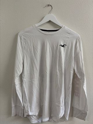 Camiseta Hollister Blanca Manga Larga