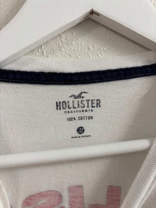 Camiseta Hollister Blanca Manga Larga