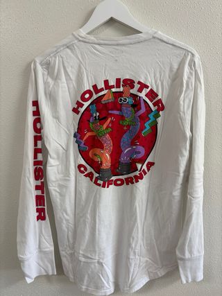 Camiseta Hollister Blanca Manga Larga