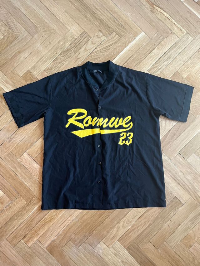 Camisa Beisbol Romwe Negra y Amarilla