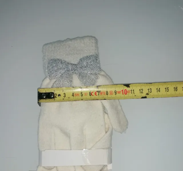 Guanti bambina panna fiocco argento. Gloves.