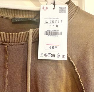 Camiseta Zara doble manga larga verde militar M