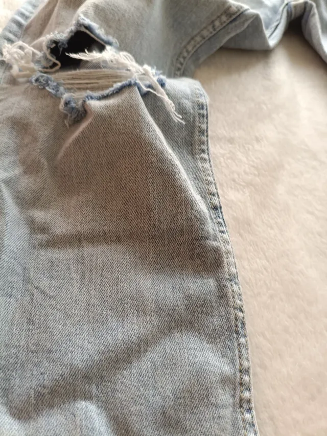 Light Blue Ripped Jeans - Bershka Men