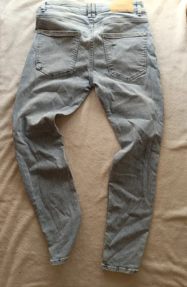 Light Blue Ripped Jeans - Bershka Men