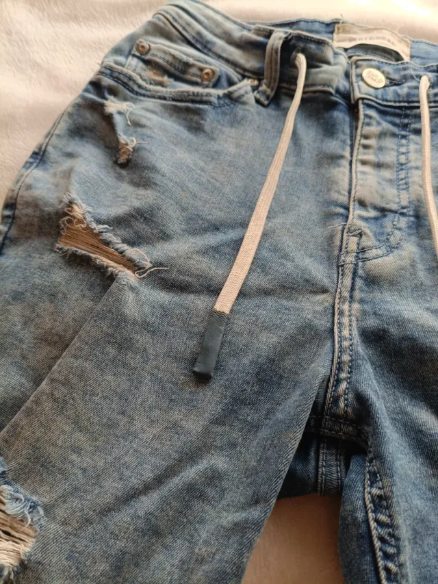 Blue Denim Ripped Shorts - Pull & Bear Men