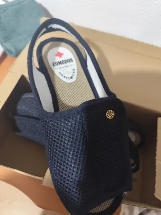 Zapatillas Comodos Mujer Azul y Dorado