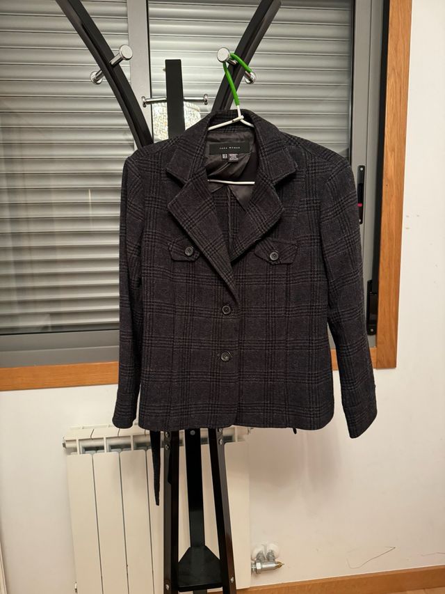 Chaqueta Zara Mujer Lana/Viscosa Cuadros Talla M