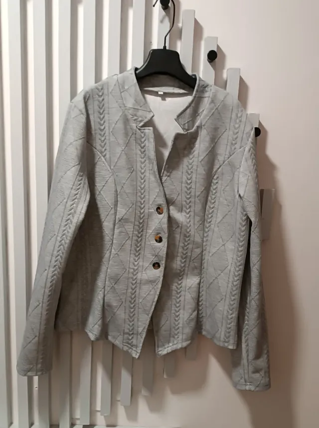 Cárdigan gris de punto con botones Talla XL