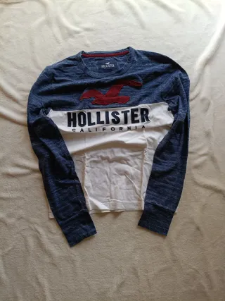 Hollister California Navy & White Long Sleeve Logo