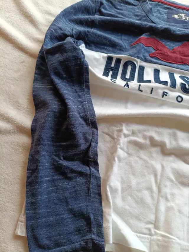 Hollister California Navy & White Long Sleeve Logo