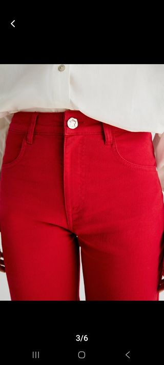 Pantalón culotte mujer flecos bajo rojo
