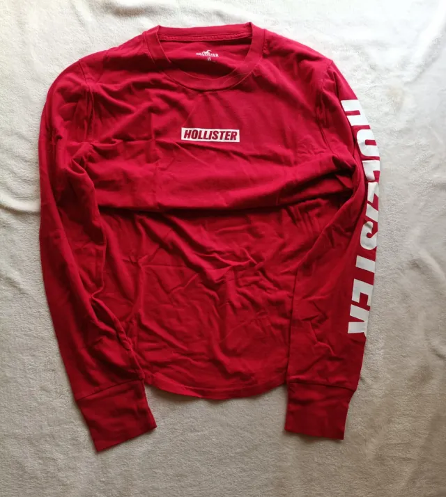 Hollister Red Long Sleeve Logo Tee - XS - Classic