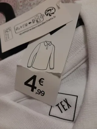 Polo niño manga larga TEX blanco