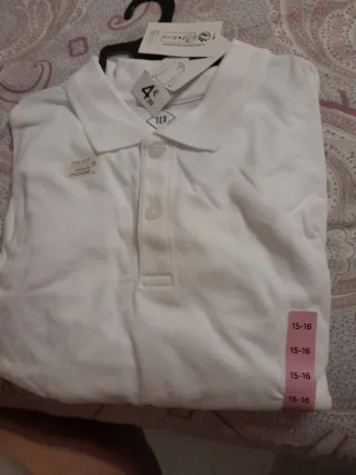 Polo niño manga larga TEX blanco