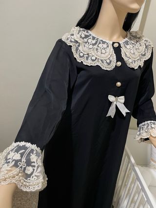 Camisón vintage largo encaje perlas