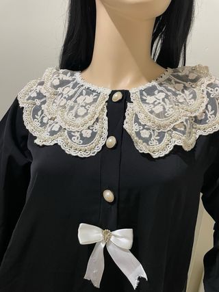 Camisón vintage largo encaje perlas