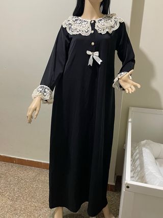 Camisón vintage largo encaje perlas