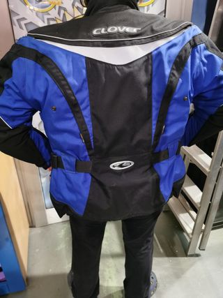 Chaqueta moto mujer CLOVER talla xs, azul negro, con protecciones