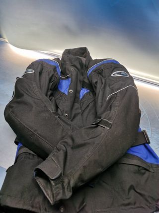 Chaqueta moto mujer CLOVER talla xs, azul negro, con protecciones