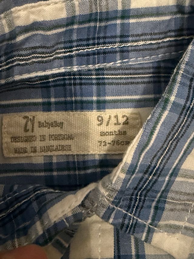 Camisa bebé cuadros azul ZY baby. talla 9/12 meses