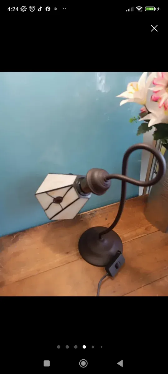 Lámpara de mesa Tiffany cristal y metal