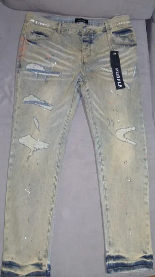 Pantalones Purple Brand Desgastados y Pintados