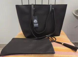 Borsa donna ecopelle marrone borsellino in omaggio