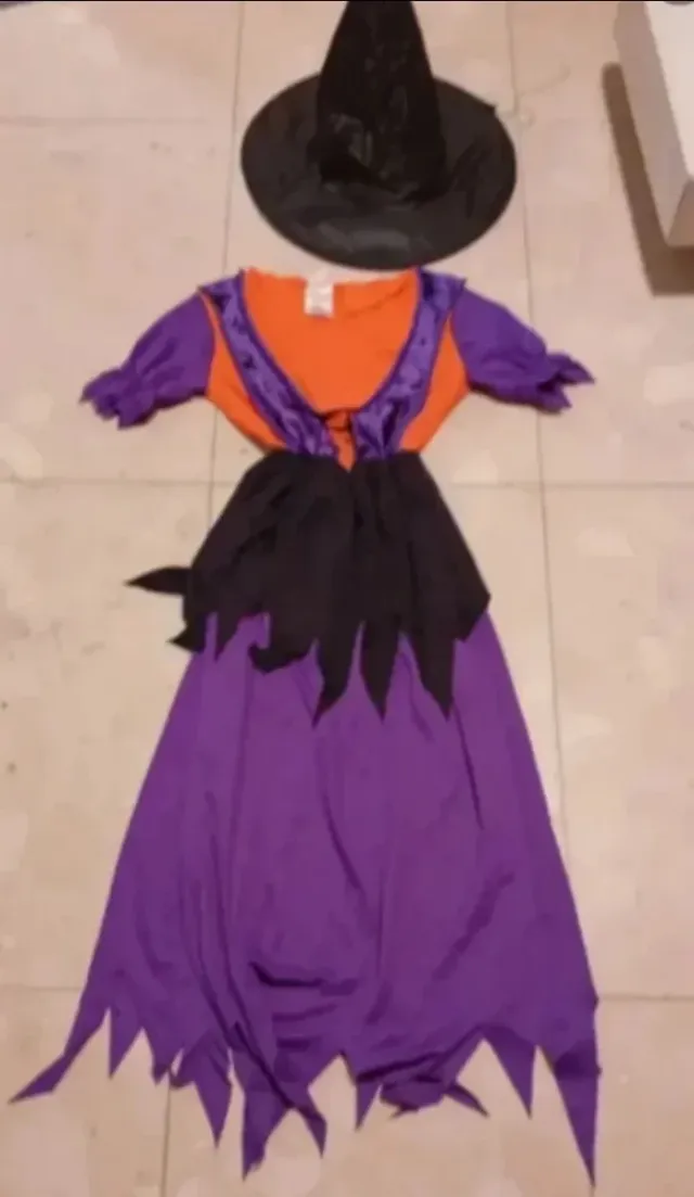 Disfraz Bruja Morado y Naranja Talla M