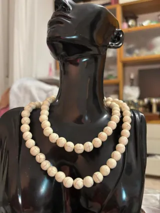 Collana Howlite Vintage Beige Bianca