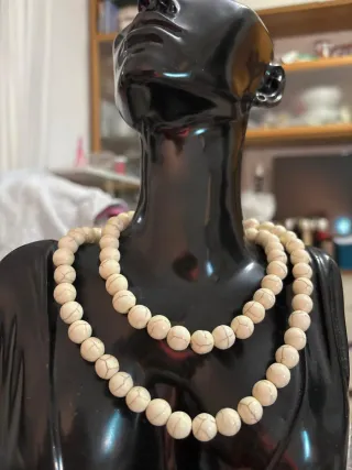 Collana Howlite Vintage Beige Bianca