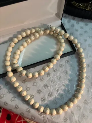 Collana Howlite Vintage Beige Bianca