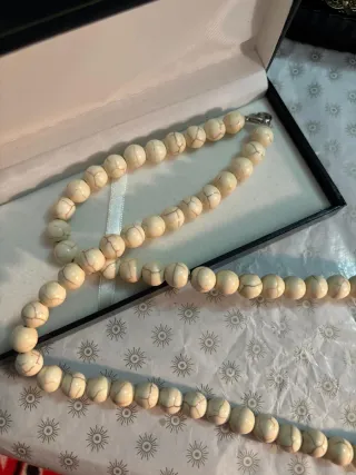 Collana Howlite Vintage Beige Bianca