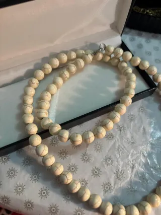 Collana Howlite Vintage Beige Bianca