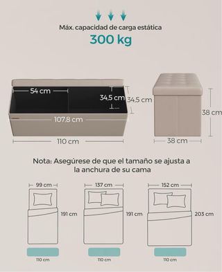 Baúl Almacenaje SONGMICS Plegable Marrón