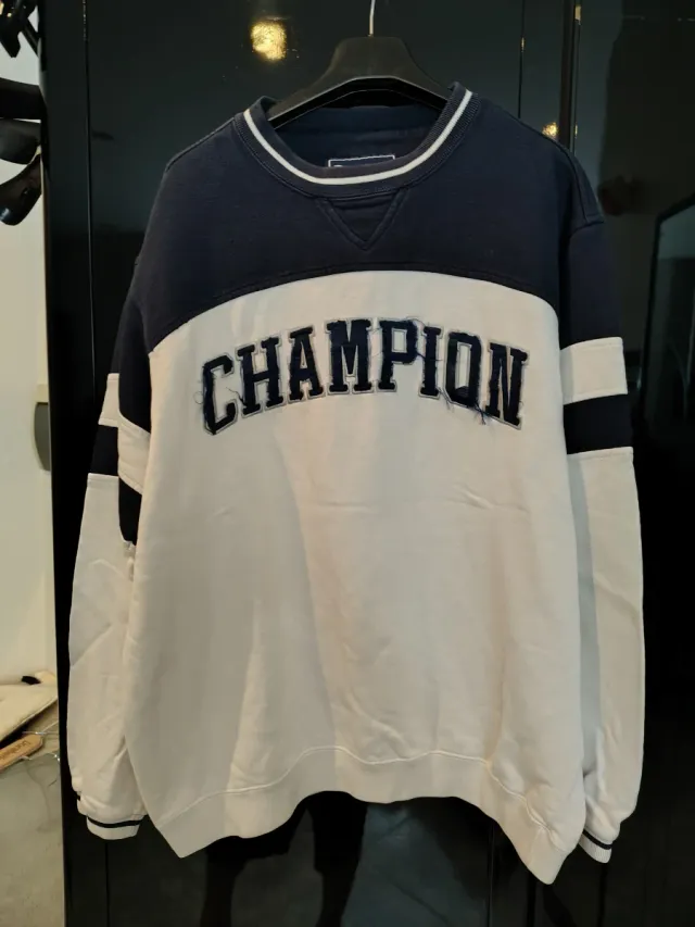 Felpa Champion Uomo Vintage Blu/Bianco