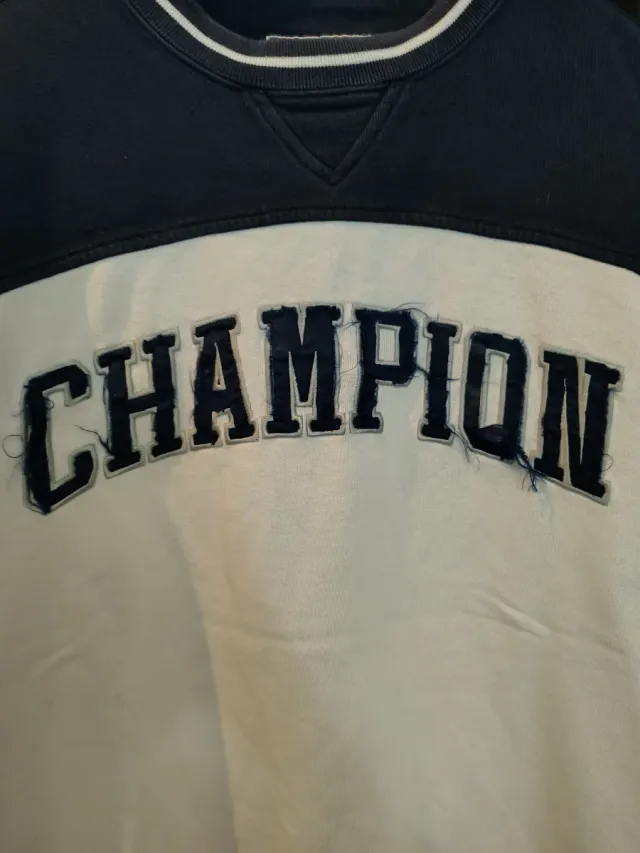 Felpa Champion Uomo Vintage Blu/Bianco