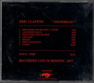 CD Eric Clapton Snowhead Live Boston 1977