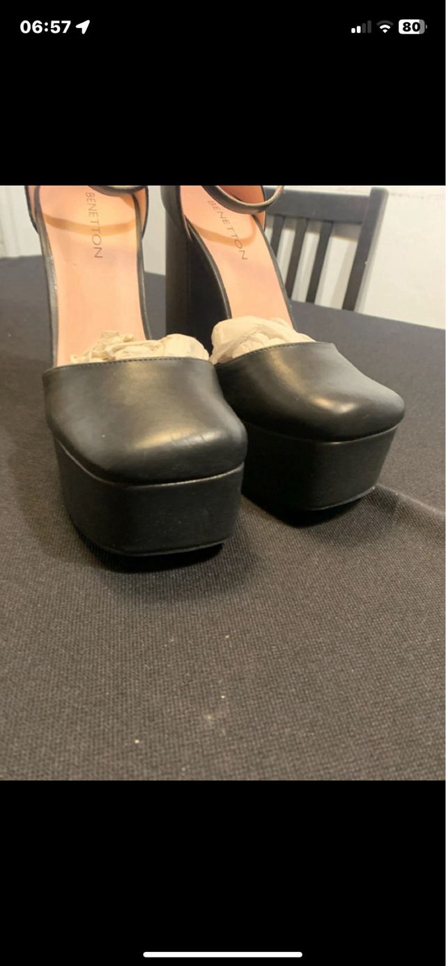 Scarpe Benetton N.38 Tacco e Plateau Nere