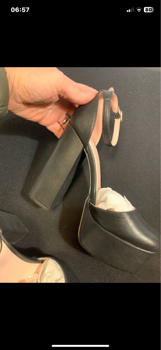 Scarpe Benetton N.38 Tacco e Plateau Nere