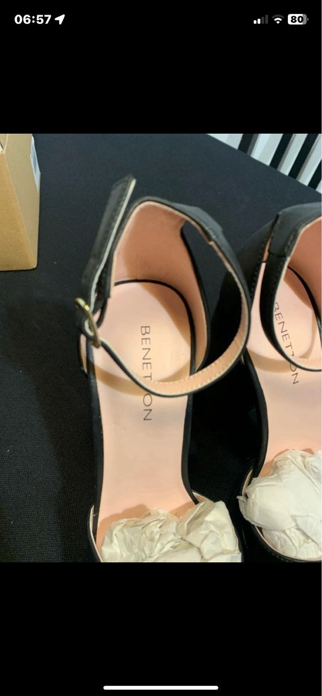 Scarpe Benetton N.38 Tacco e Plateau Nere