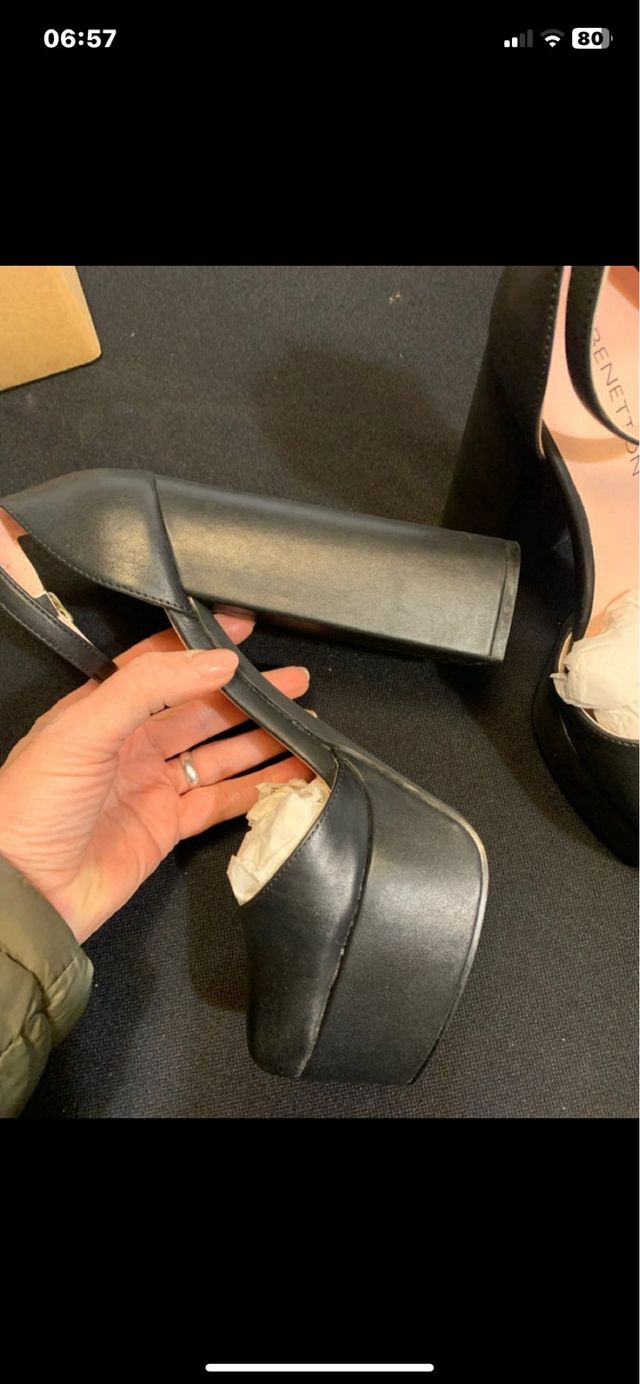 Scarpe Benetton N.38 Tacco e Plateau Nere