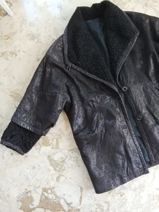 Cappotto vintage pelle e astracan nero!