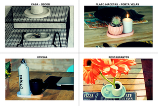 Set Piatto e Vaso in Cemento Giallo