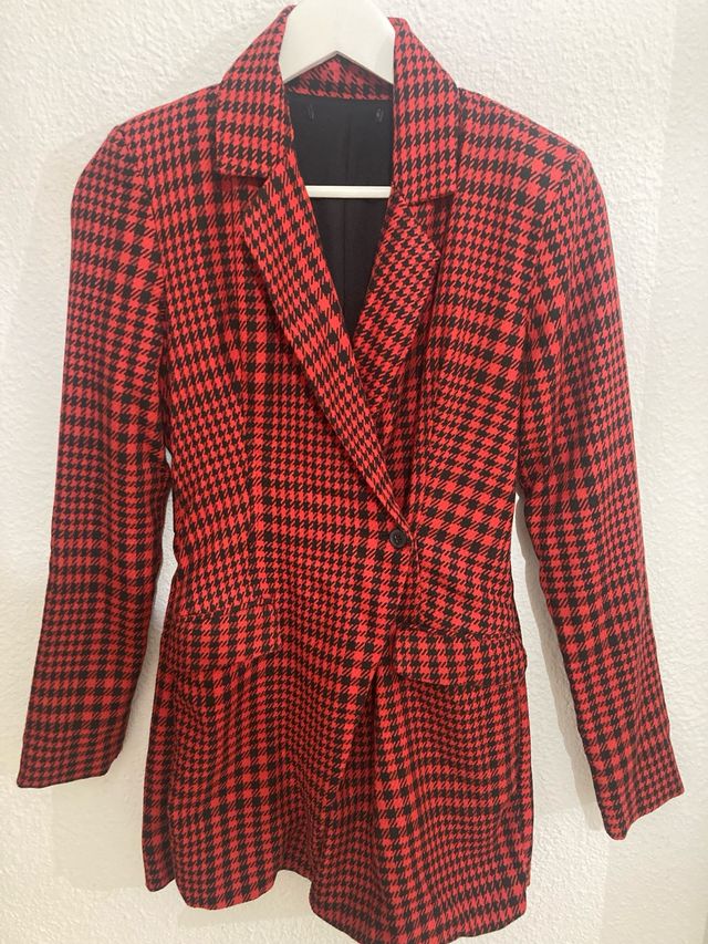 Mono blazer falda pantalón estampado pata de gallo