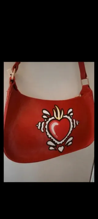 Borsa rossa dipinta a mano Sacro Cuore
