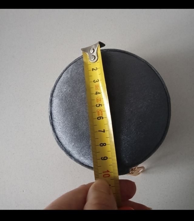 Joyero redondo terciopelo gris